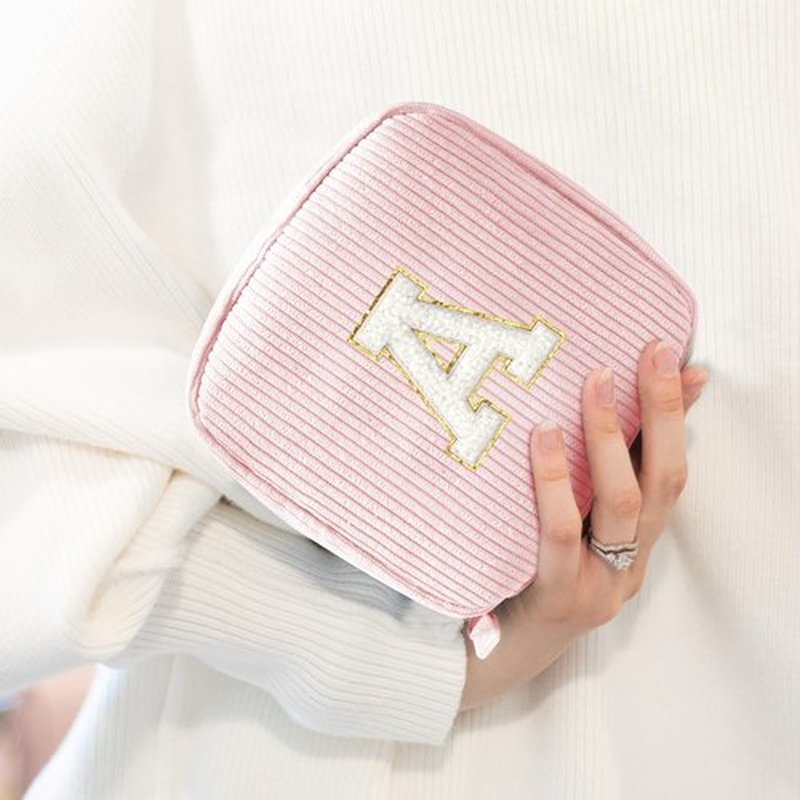 Gifts for Women Girls - Personalized Birthday Gifts for Women, Gifts for Women Mom Daughter Teacher Wife Grandmother, Monogram Initial Pink Cute Makeup Bag Pouch for Women Teen Girls (Letter A, Pink)