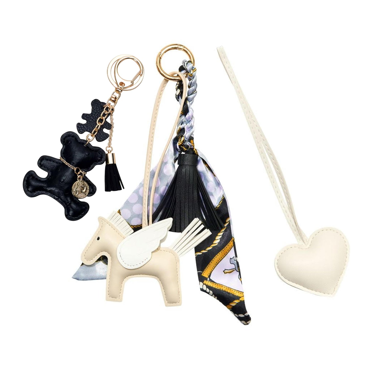 Malibu Sugar Bag Charm Set – 3 Faux Leather Charms for Handbags & Keychains – Heart Horse & Teddy Bear – Favorite Things 2025