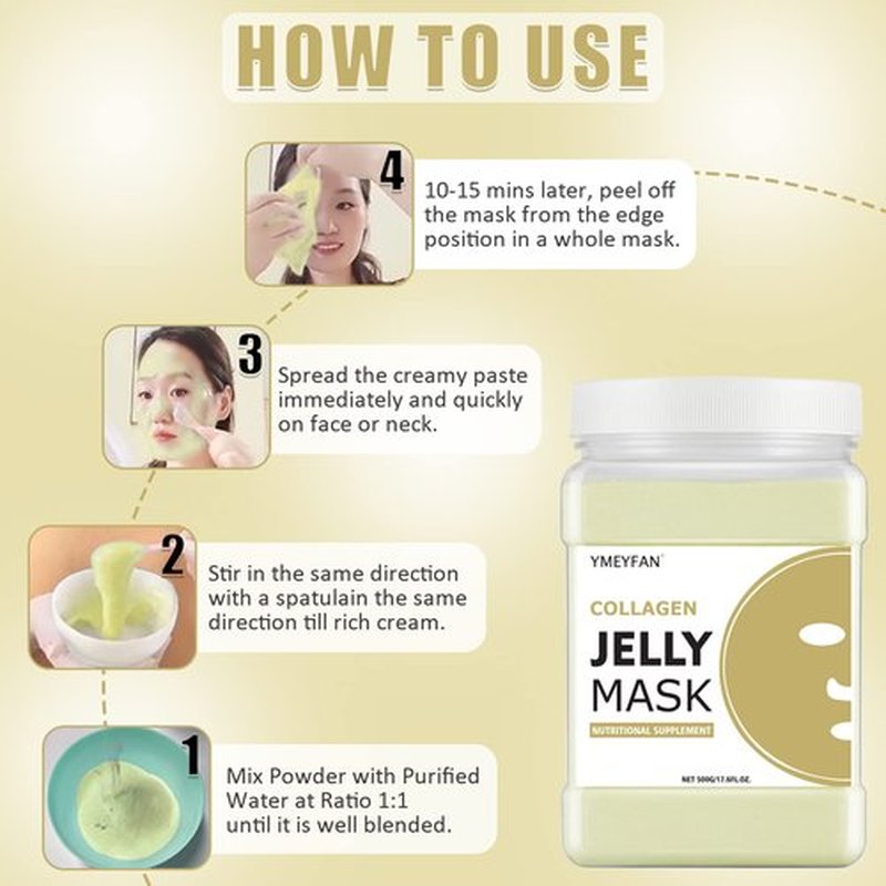 YMEYFAN Jelly Mask Powder for Facials Professional - Collagen Firming & Moisturize Face Mask Skin Care, Anti-Aging Hydro Jelly Mask, Peel Off Jelly Masks for Spa, 17.6 Fl Oz