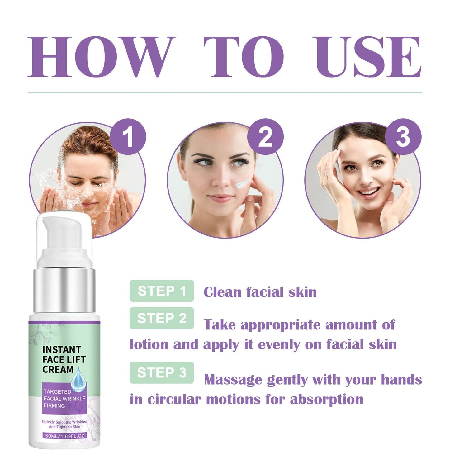 gcdat Instant Face Lift Cream, Instant Wrinkle Eraser with Collagen & Hyaluronic Acid for Wrinkles and Sagging Skin, Tighten Skin, Smooth Fine Lines for Face & Neck - 1.69 Fl. Oz