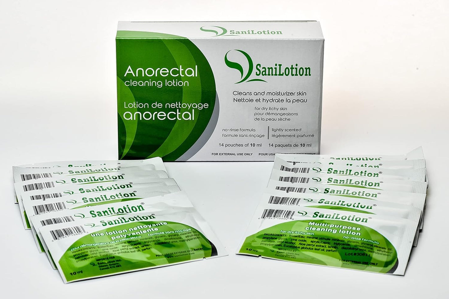 Sanilotion Hygienic Cleansing Lotion, Cleans, Moisturizes, and Hydrates Anorectal Area, 14 count - 10ml each