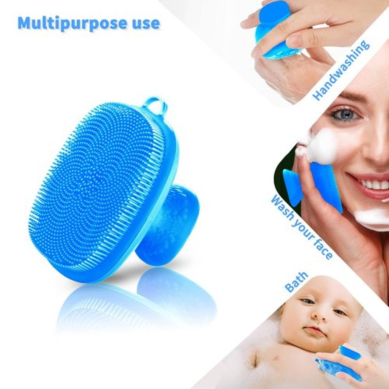 VWMYQ Silicone Face Scrubber for Men Facial Cleansing Brush Silicone Face Wash Brush Manual Waterproof Cleansing Skin Care Face Brushes for Cleansing and Exfoliating (Blue)
