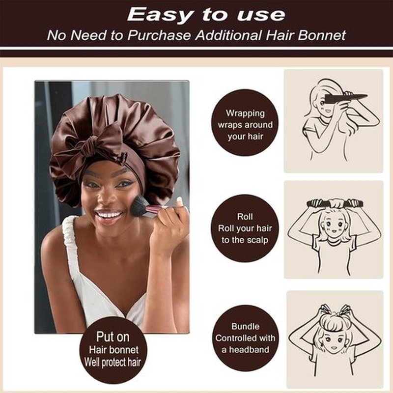 Overnight Blowout Rods Heatless Hair Curler,4PCS Jumbo Flexi Rods for Heatless Curls,Heatless Curling Rod Headband,Hair Rollers to Sleep In,No Heat Curls Overnight with Satin Hair Scrunchies & Bonnet