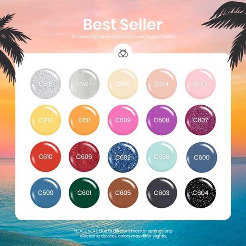 Beetles Gel Nail Polish Set 20 Colors Pink Red Sparkle Glitter Black Gel Polish with 3Pcs Base Top Coat Soak off Uv Spring Nail Polish Manicure Kit Gifts for Women Girls