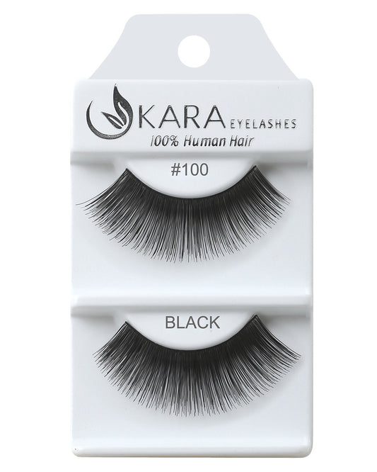 Kara Beauty Human Hair Eyelashes - 100 (Pack of 12)