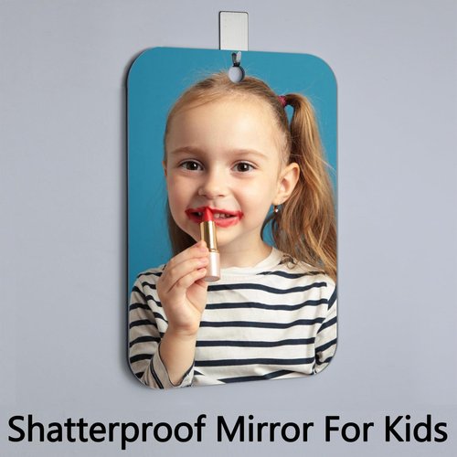 Unbreakable Shower Mirror for Shower,10.8x7 Inch Large and Portable Shower Mirror for Men with Adhesive Locker Mount, Ideal for Camping and Traveling, NOT Anti Fog Free Suction