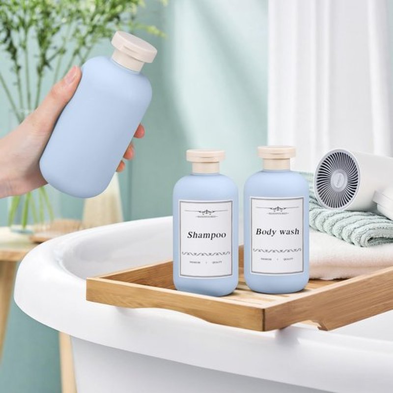 UMETASS 6.8oz Travel Bottles for Toiletries, Empty Plastic Squeeze Bottles with Flip Cap, Lotion Container for Toiletries (3 pack, bule)