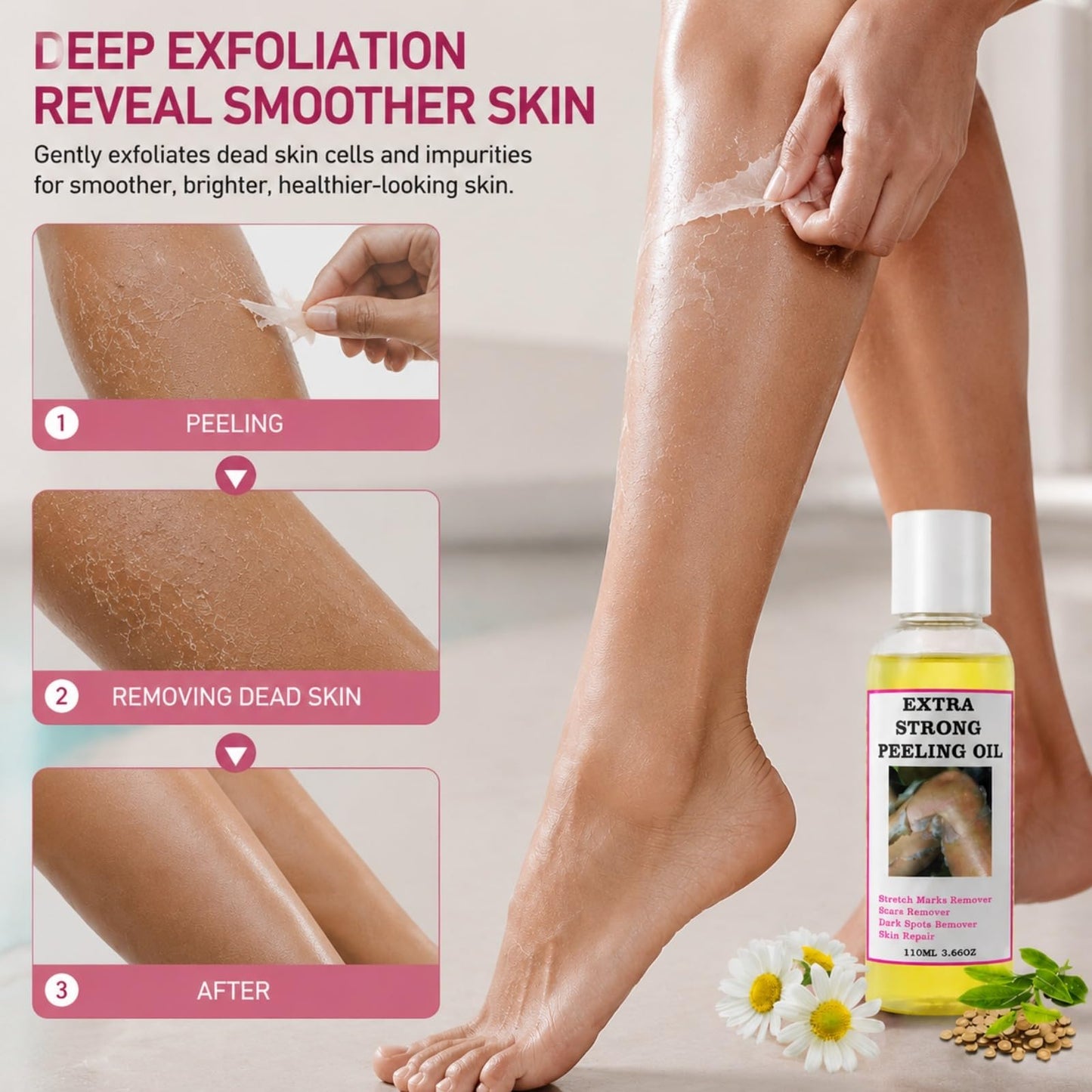 Yellow Peeling Oil for Dark Skin, Extra Strong Peeling Oil, Natural Formula Exfoliating Peels Solution for Face, Body, Hands and Foot Dead Skin Remover (220ML/7.76 OZ)