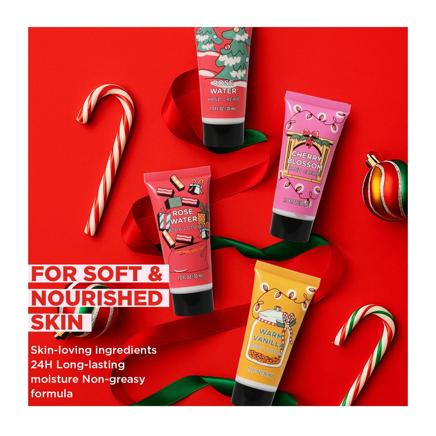 2026 Beauty Advent Calendar for Women, Christmas Countdown Gifts with Bath Bomb Bubble Bath Hand Cream Santa Sock, 24 Day Red Advent Calendar