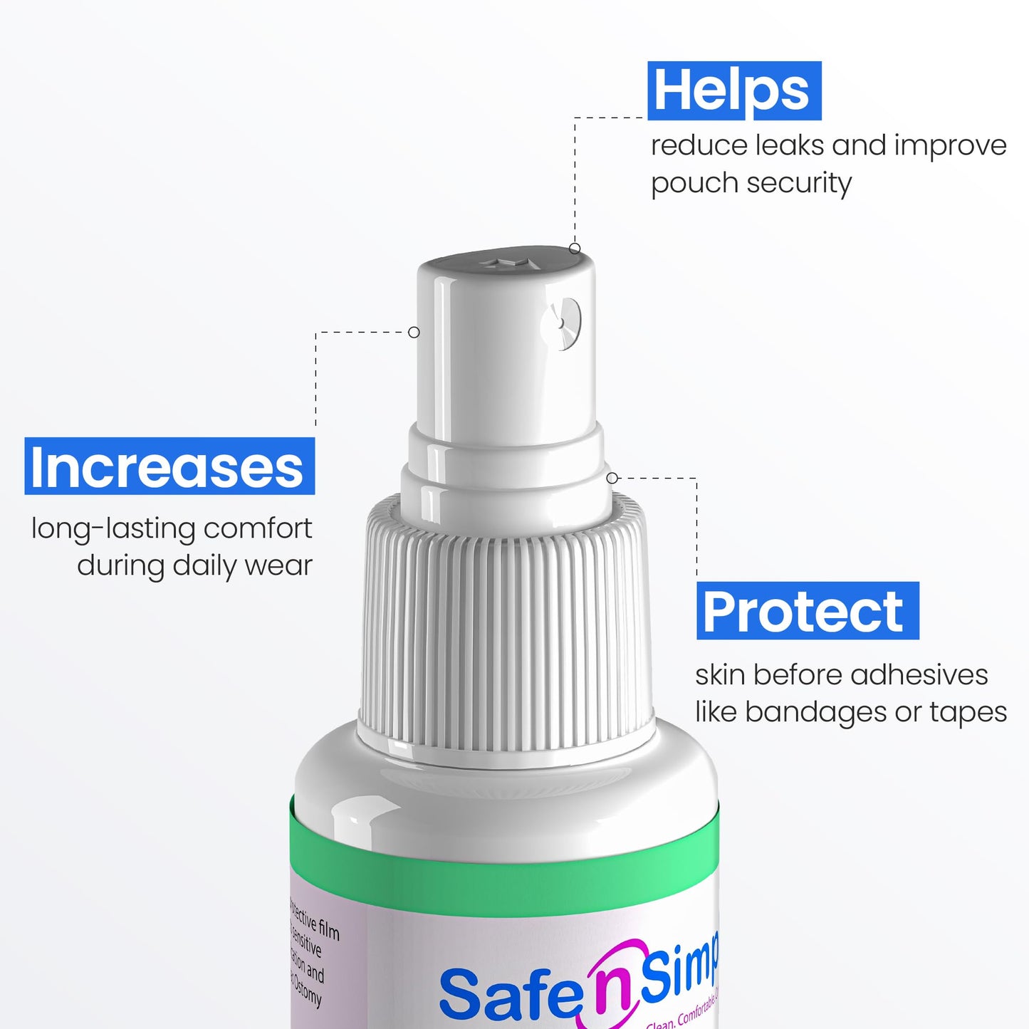 Safe n' Simple Skin Barrier Spray No-Sting - 2oz Bottle - Alcohol-Free Skin Prep Spray, Odor-Free Barrier Film for Ostomy Care, Stoma Skin Protection, Adhesive Prep for Medical Tapes and Dressings