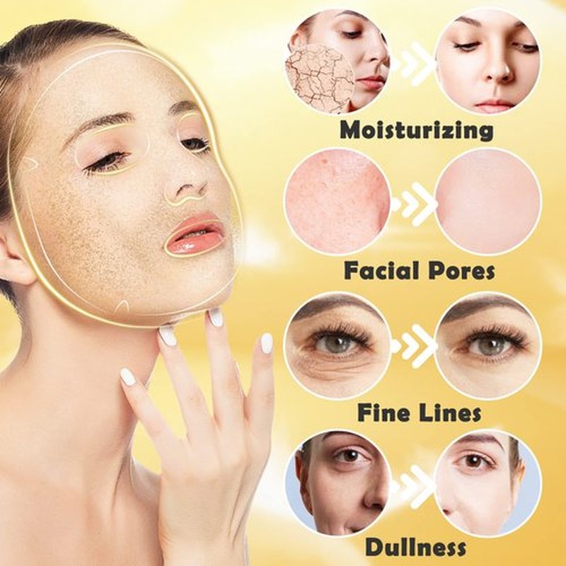 Permotary 12 PCS 24k Gold Crystal Gel Collagen Facial Masks, Treatment Deep Moisturizing Facial Masks For Anti Aging Puffiness Skincare Anti Wrinkle Tighten Skin & Revitalize Skin