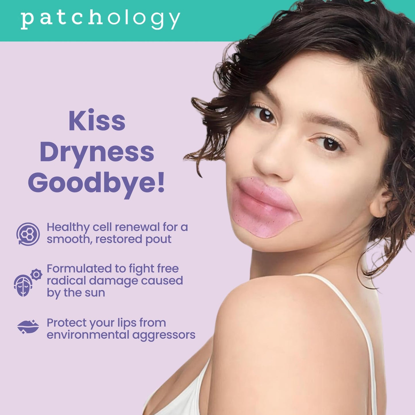 Patchology Moodpatch Keep Smiling Lip Mask - Hydrating gels with Sweet Violet, Lavender Petal & Coconut Extract for Soothing Aromatherapy - Moisturizing, Lip Primer - Ideal Bridesmaid Gifts - 5 Count