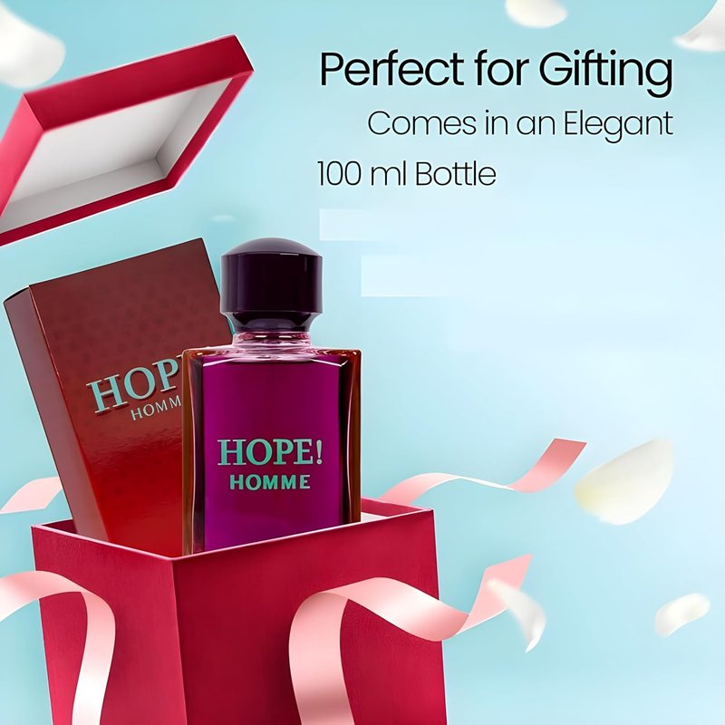 HOPE! HOMME Eau de Parfum for Men - 3.4 Fl Oz | Elegant Fragrance for Daily Wear