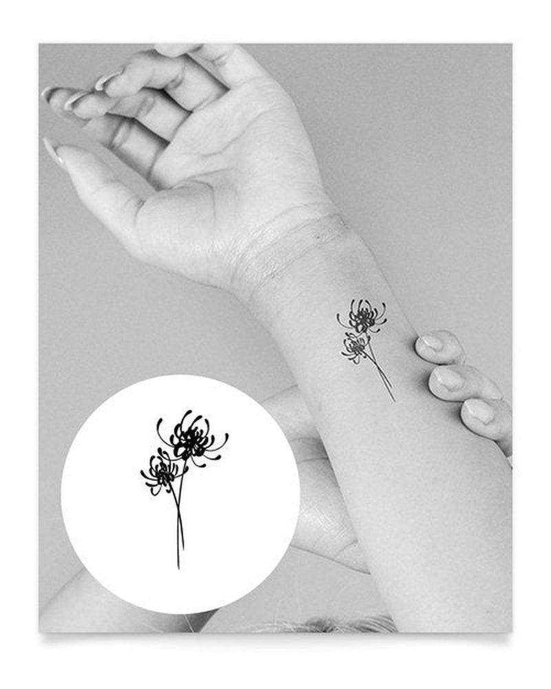 Inkbox Temporary Tattoos, Semi-Permanent Tattoo, One Premium Easy Long Lasting, Water-Resistant Temp Tattoo with For Now Ink - Lasts 1-2 Weeks, Lycoris, 3 x 3 in