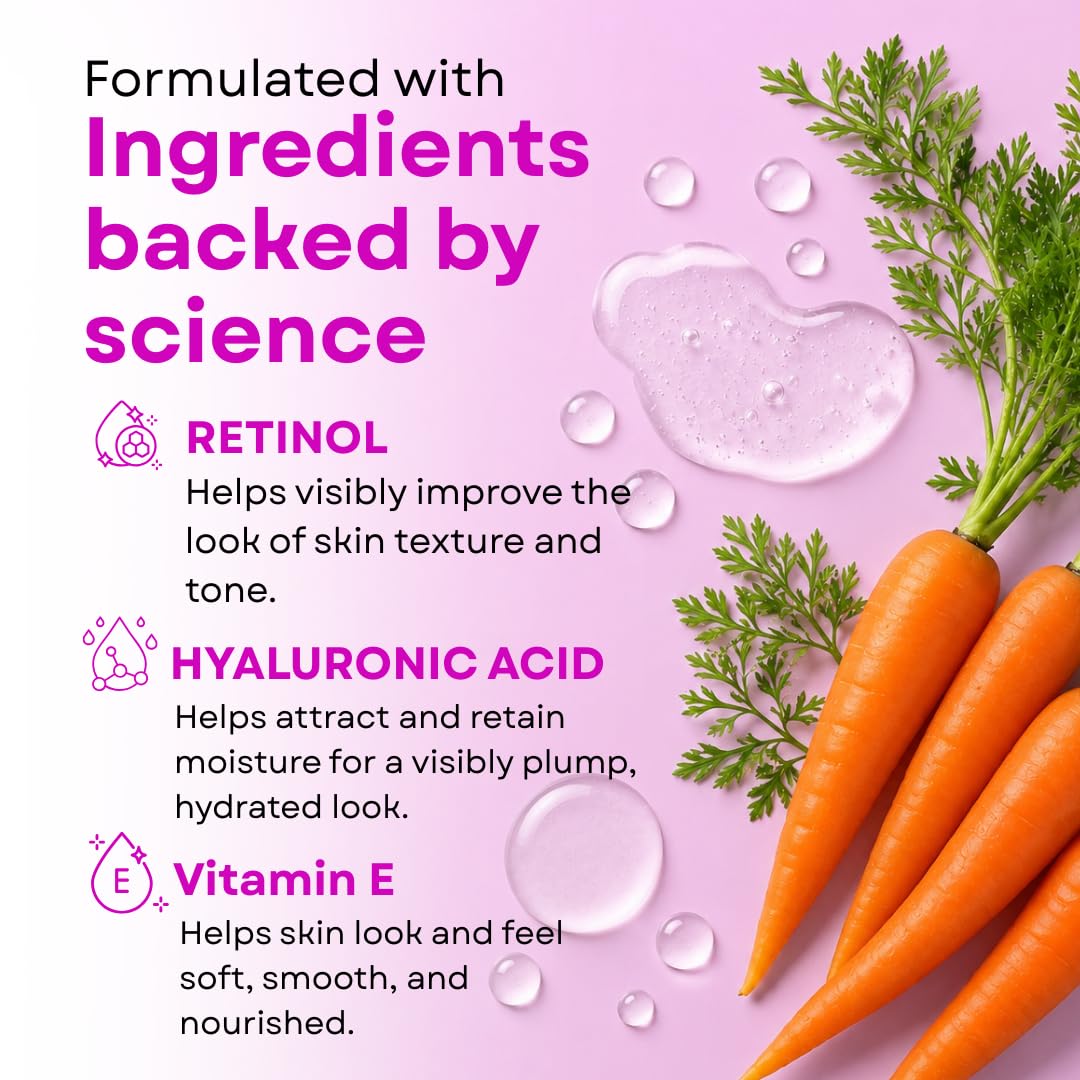 GLEOW Retinol Serum for Face with Hyaluronic Acid and Vitamin E, Gentle Retinol Face Serum Targets the Appearance of Fine Lines and Wrinkles, 2oz