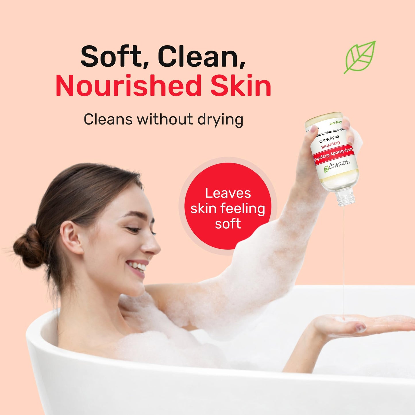 kosmatology Goody-Goody Grapefruit Organic Body Wash | Moisturizing Body Cleanse | Nourishing, Clean Ingredients, Infused with Grapefruit Essential Oil | 8 fl oz