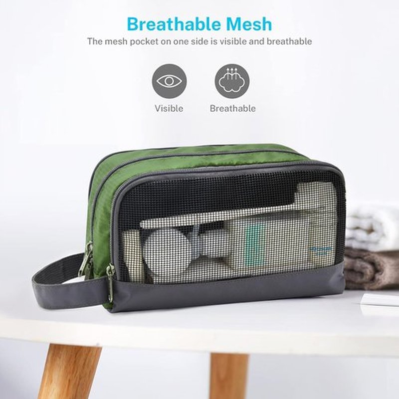 Gonex Travel Toiletry Bag Nylon, Dopp Kit Shaving Bag Toiletry Organizer Olive Green