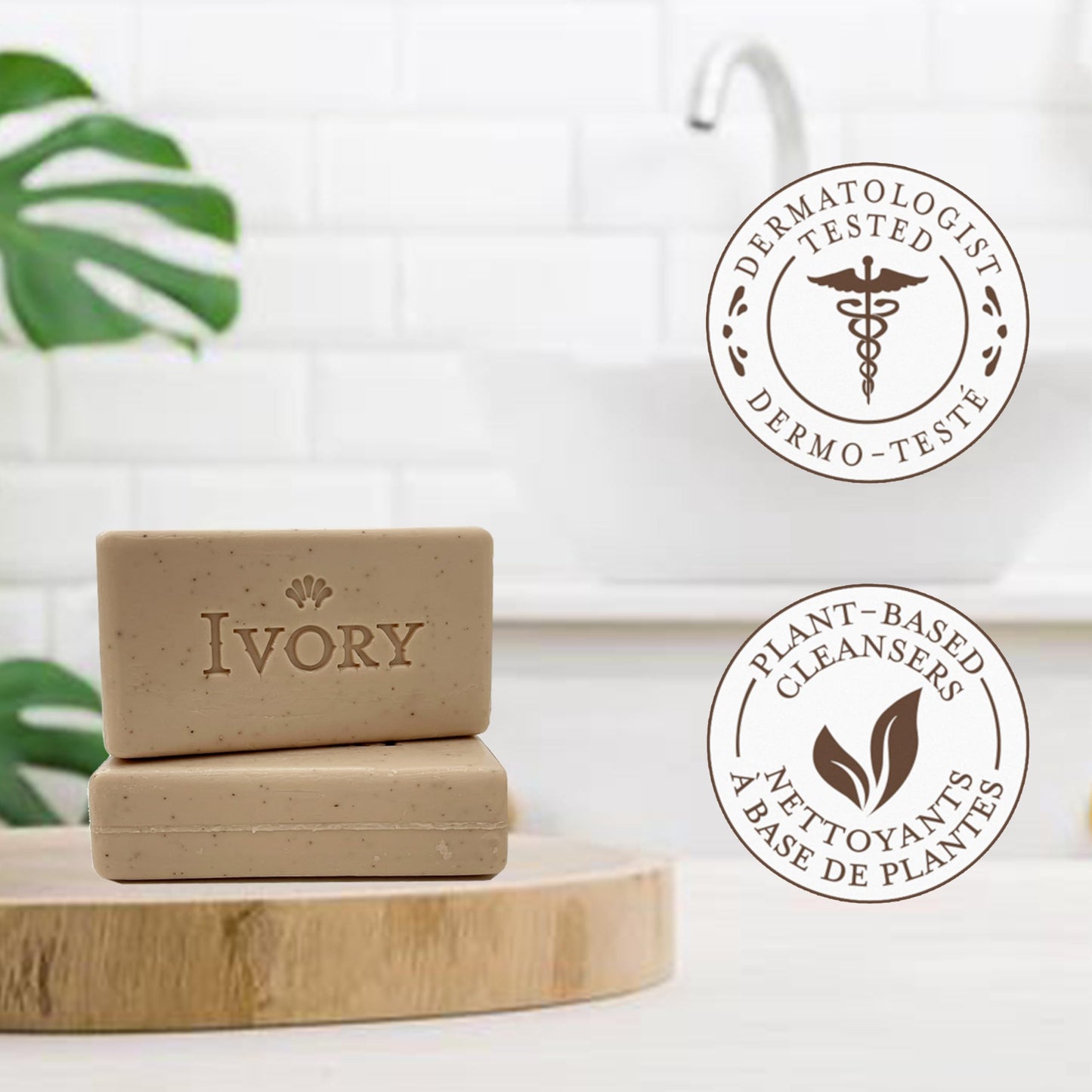 Ivory Exfoliating Bath Bar Soap, Designed for Whole Family with Plant-Based Cleansers, Made Without Heavy Perfumes, Parabens or Phthalates, Warm Vanilla + Oat Milk Scent, 3.17 oz (4 Count) (Pack of 8)