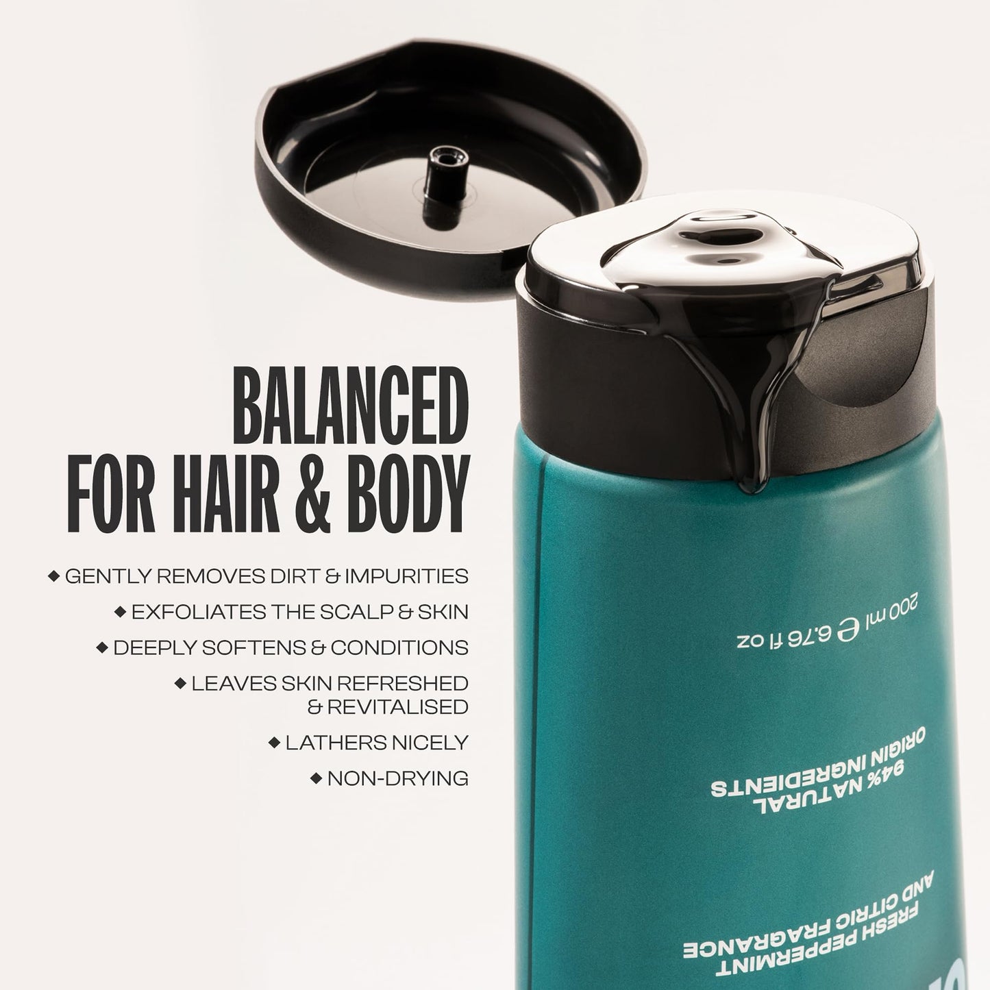 Men Rock Hair and Body Shampoo - 2-in-1 Hydrating Mens Body Wash - Volumizing and Moisturizing Shampoo for Men - Skincare Products - 6.76 oz
