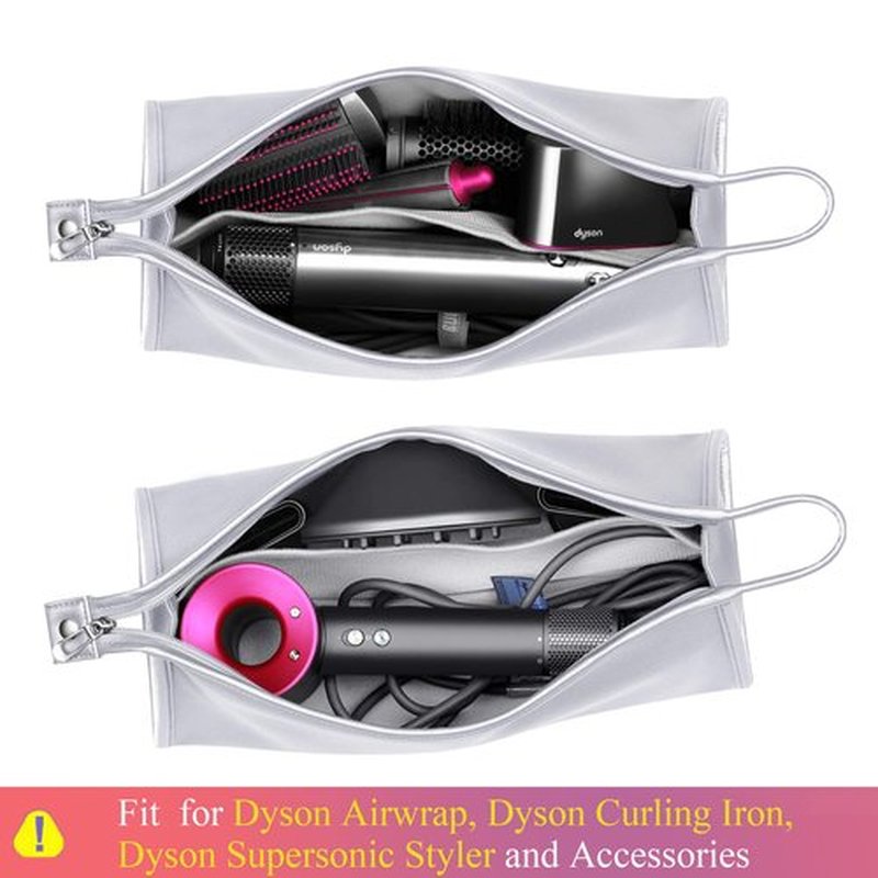 BAGCRAZY Pu Leather Travel Case Compatible with Dyson Airwrap Styler, Portable Waterproof Dyson Airwrap Organizer Bag for Shark FlexStyle Attachments Storage, Grey