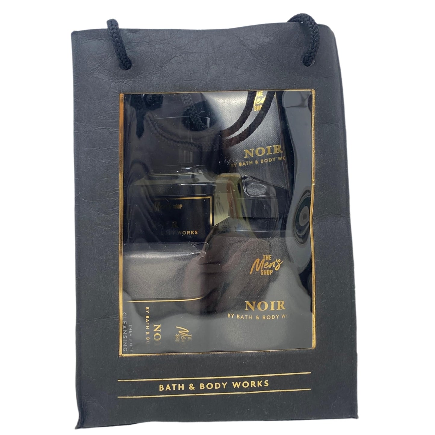 Bath & Body Works Men's Collection Noir Gift - Body Cream - 3-in-1 Hair, Face & Body Wash - Body Spray and Cleansing Bar - with a Cabin Spice Bar Soap