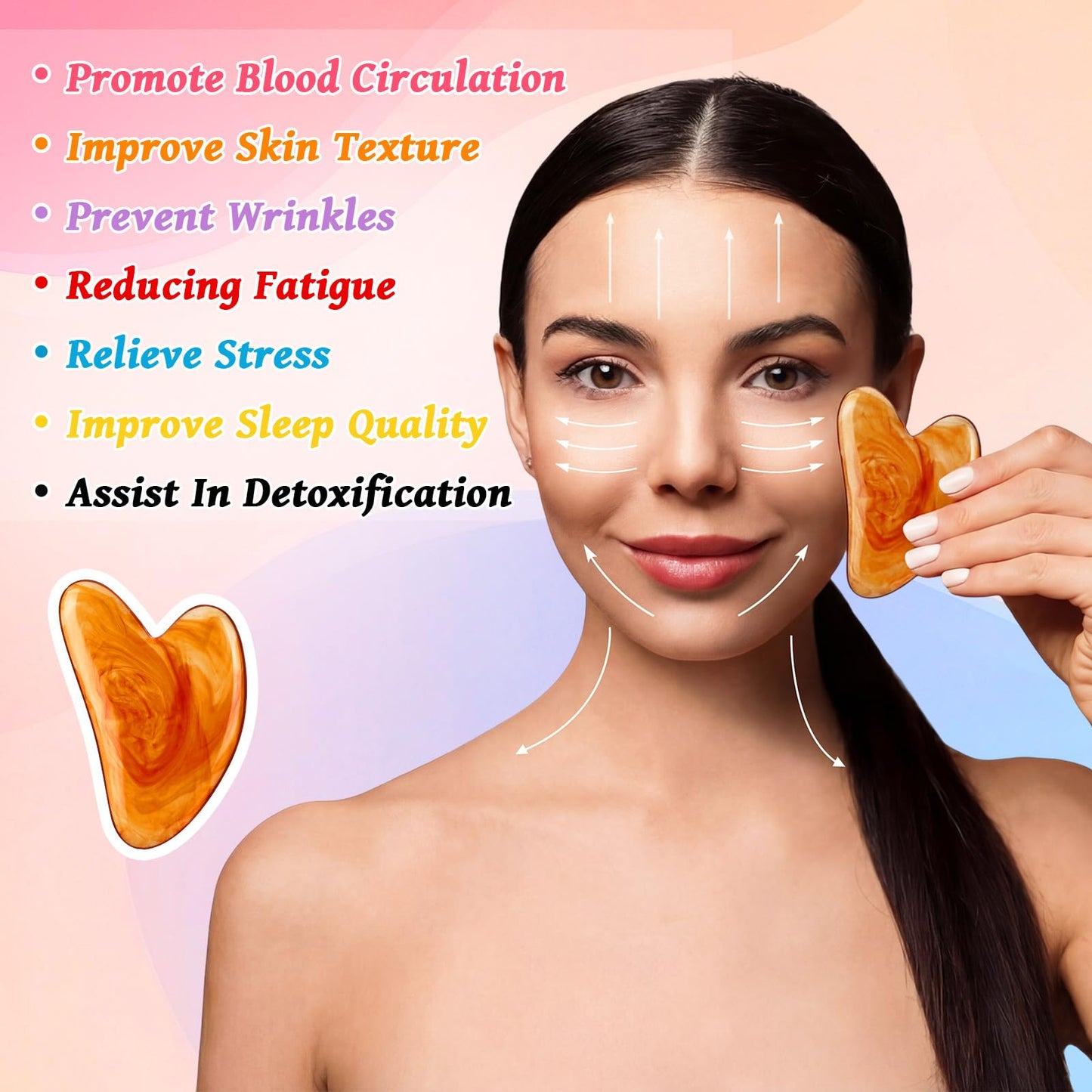 Tasdurian 120 Pcs Gua Sha Facial Tools Bulk Resin Gua Sha Massage Tool Heart Shaped Guasha Stone Board for Woman Face Acupuncture, Jawline Sculpting, Puffiness Reducing, Skin Care Gift, 12 Colors