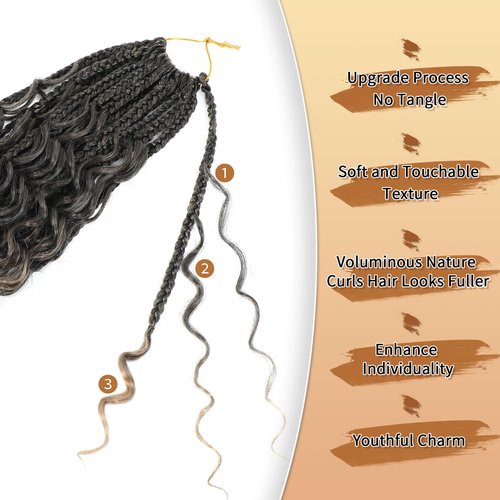 Karida 9 Packs Goddess Box Braids Crochet Hair 12 inch, Boho Box Braids Crochet Hair Pre Looped, Box Braids With Curly Ends Crochet Hair For Black Women (12 Inch, T27#)