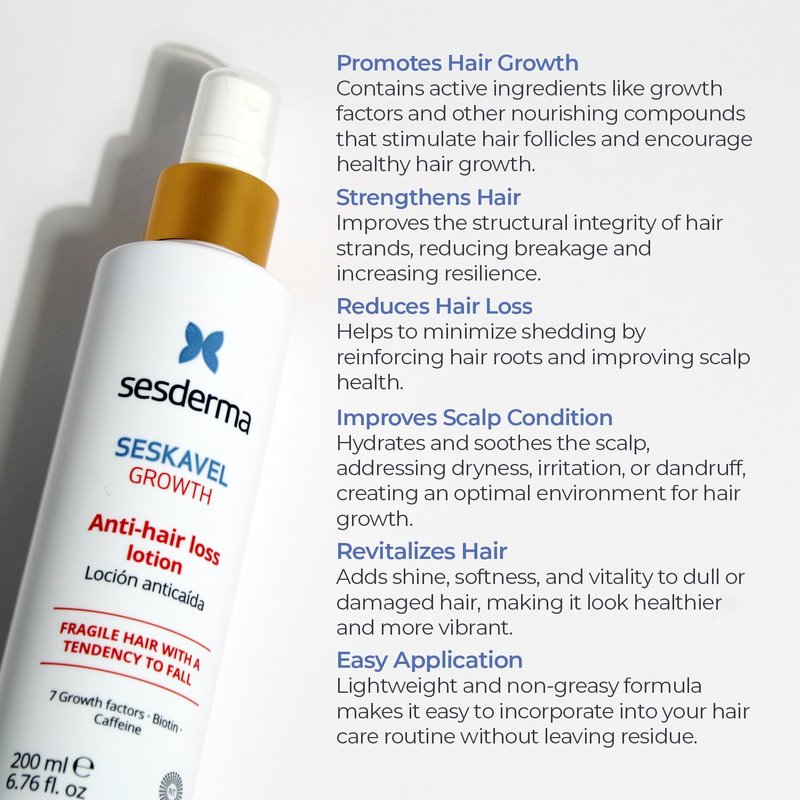Sesderma SESKAVEL GROWTH Anti Hair Loss Lotion - Stronger Hair & Active Growth | 6.8 fl oz