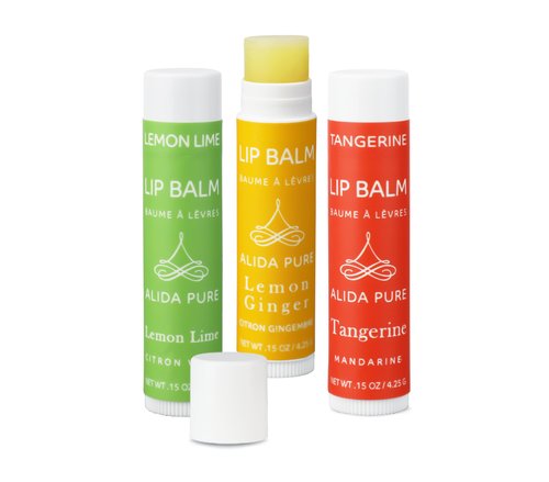 ALIDA PURE Citrus Lip Balm Collection, Vegan Lip Balm Set, Bees Wax Free, Coconut Oil Free, Avocado Oil, Organic Jojoba Oil, Vitamin E, Natural Moisturizer For Dry Cracked Lips, 3 Tube Set