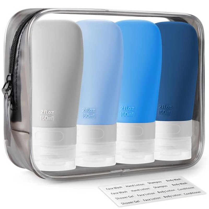 INSFIT Travel Bottles for Toiletries, TSA Approved 2oz Travel Size Bottles Leak Proof Travel Containers for Toiletries, BPA Free Refillable Travel Accessories for Shampoo Body Wash Liquids Blue