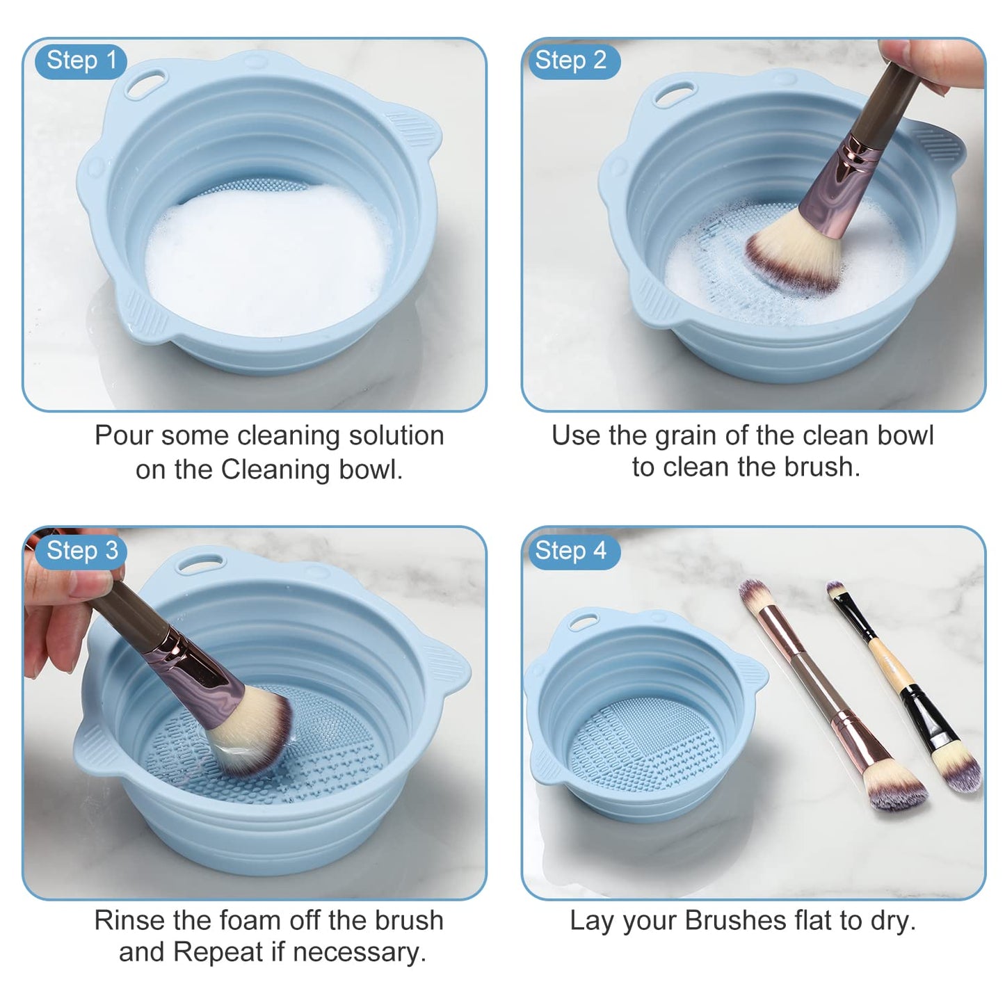 Makeup Brush Cleaner, Etercycle Foldable Silicone Brush Cleaner Bowl Srubber, Portable Washing Tools for Makeup Brush,Powder Puff,Sponge