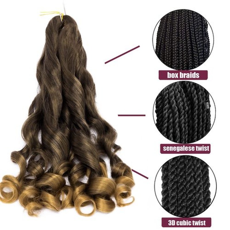 8 Packs French Curly Braiding Hair 24 Inch Loose Wave Spiral Curly Crochet Hair for Black Women Pre Stretched Braiding Hair with Curly Ends (24 Inch, 1B/27)