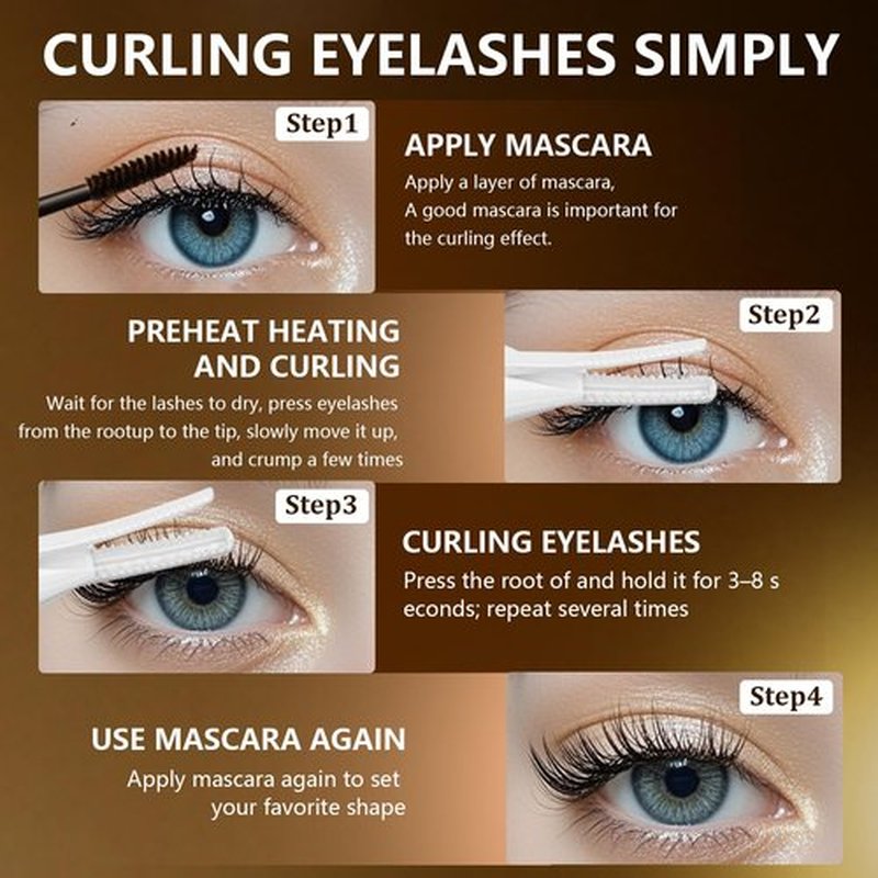 Heated Eyelash Curler - Fast Heat up in 8s - 3 Heat Modes with USB Rechargeable - Electric Eyelash Curler - 24 Hours Long Lasting (Beige)