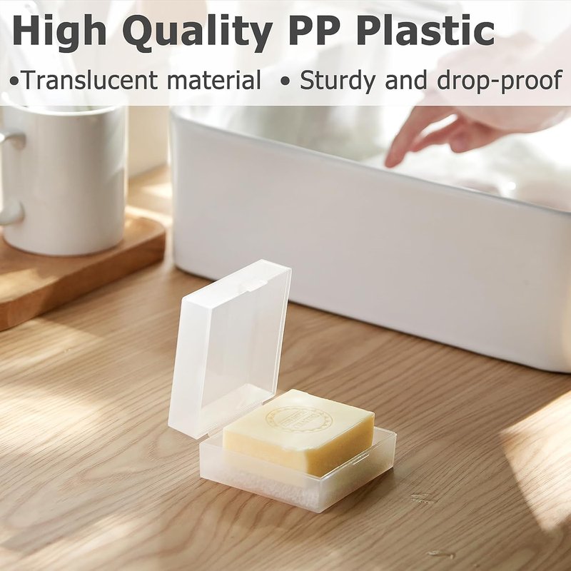Travel Soap Case - Bar Soap Holder for Dr Squatch & Shampoo Bars | Transparent White with Draining Pad