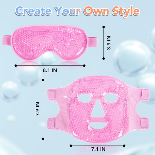 XPCARE Colding Ice Face Mask and Cooling Eye Mask for Puffy Eyes & Migraine Relief Gel Eye Mask Cool Face Ice Masks for Dark Circles Eye Surgery Sleeping Pressure Headaches Skin Care(Pink)