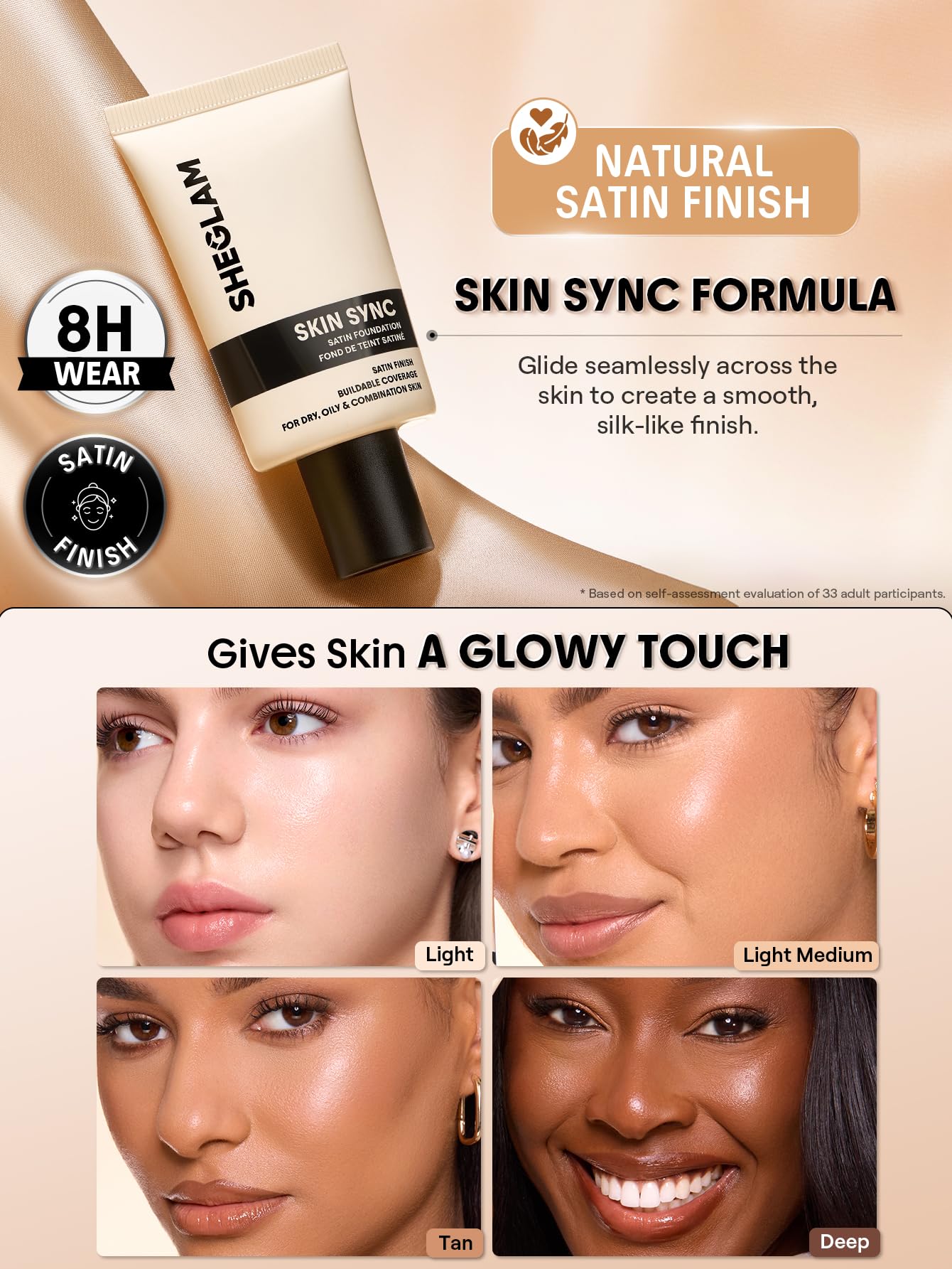 SHEGLAM Skin Sync Satin Foundation-Shell