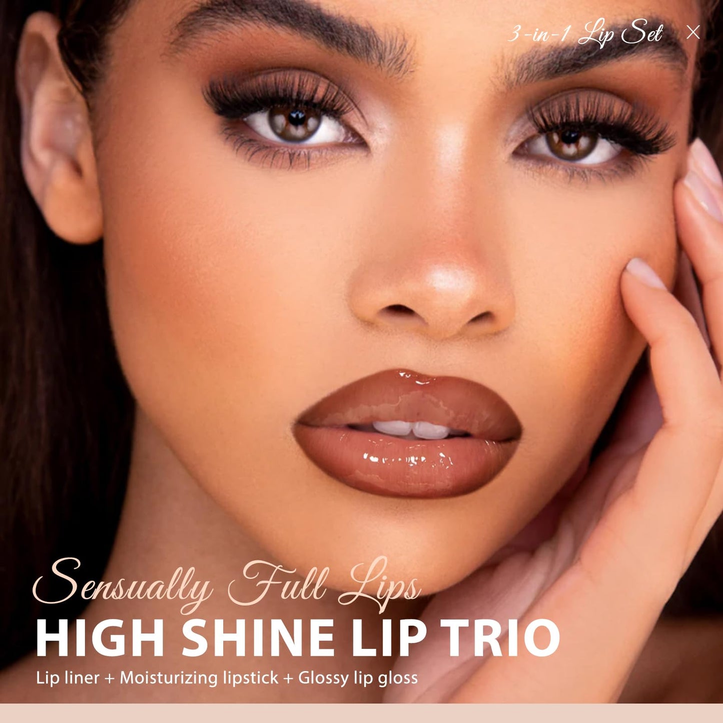 Noerrors 3PCS Lip Liner Tinted Lip Balm and Lip Gloss Combo Set, Lip Kit with Brown Lip Pencil Moisturizing Nude Lipstick and High Shine Lip Glow Oil, Hydrating Long Wear Plumping Lip Trio for Women