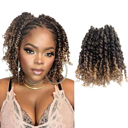 Passion Twist Hair 8 Inch 7 Packs Pre-twisted Short Passion Crochet Twist Hair Pre-Looped Crochet Passion Twist Soft Braids,T27(Ombre Honey Blonde)