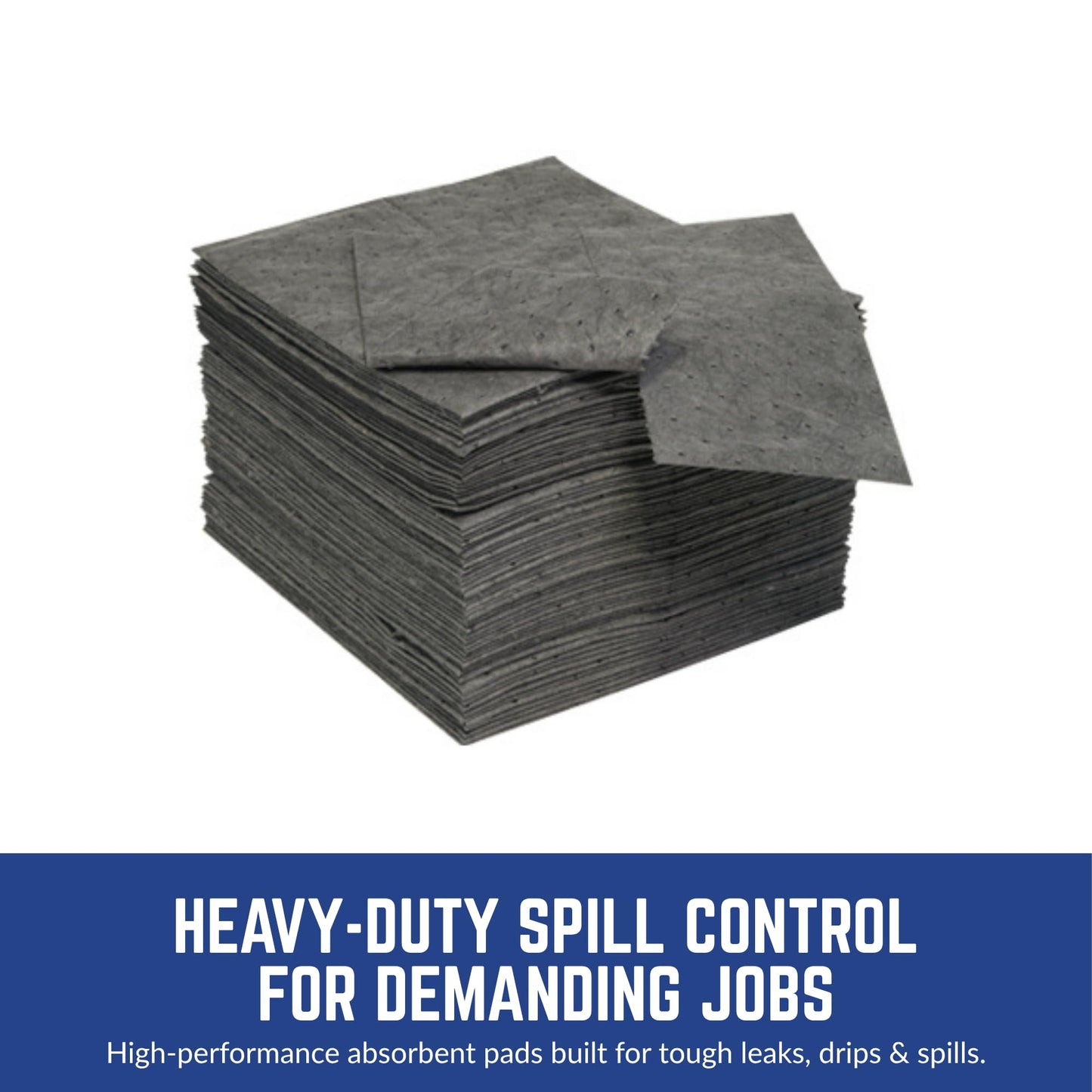 Spilfyter Premium Absorbent Pads - Universal Oils, Coolants, and Solvents Control, 27 Gal Absorbency, 16" x 18", 100 Pads per Box - DB-75