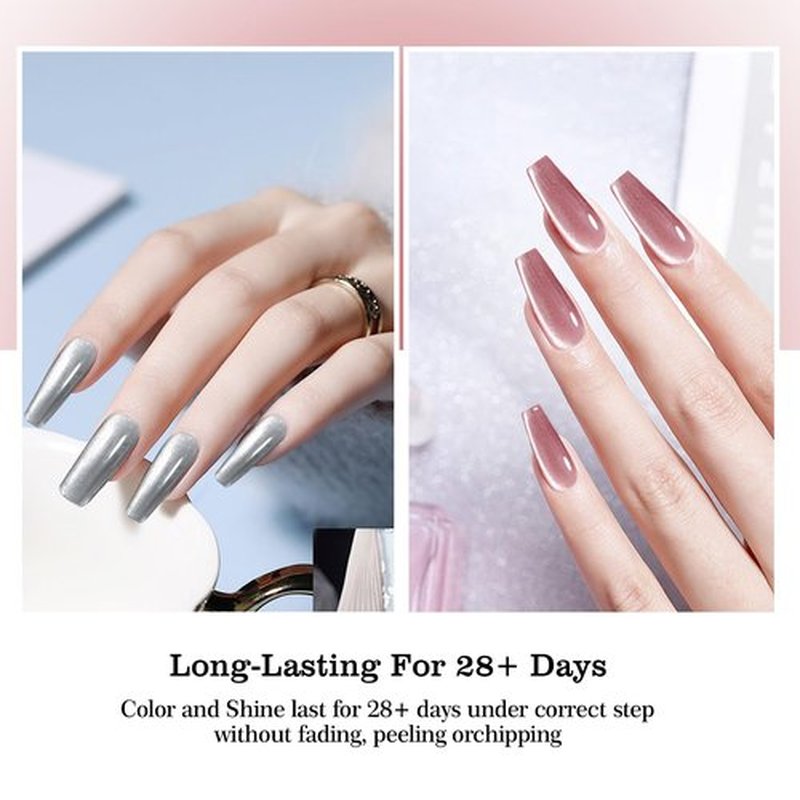 ADHERE 7 Colors Cat Eye Gel Nail Polish, 12ml Upgraded Magnetic Gel Polish Kit with Magnet Stick,Magnetic Gel Polish Soak Off Nude Manicure Nail Salon