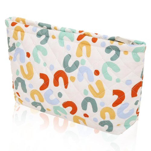 Wudimeitt Cosmetic bag Makeup bag Preppy Cute Corduroy Toiletry bag for women travel essentials (U-pattern)