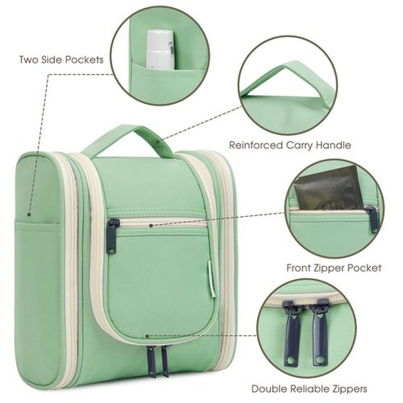 Narwey Small Hanging Toiletry Bag Women Travel Makeup Bag Organizer Toiletries Bag for Travel Size Essentials Accessories Cosmetics (Medium, Spring Green)