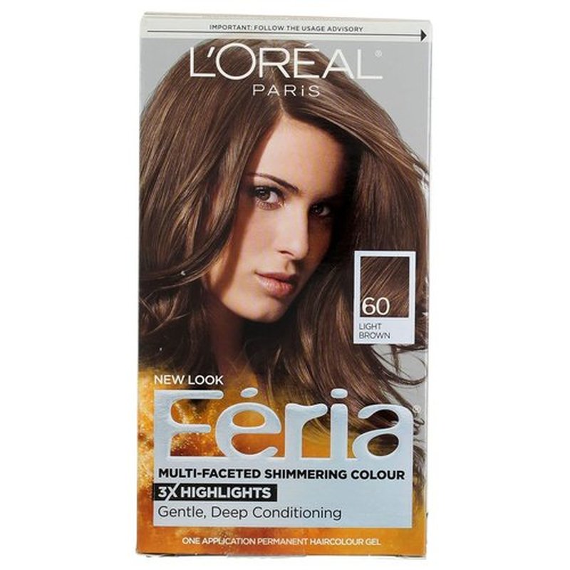 L'Oreal Feria Multi-Faceted Shimmering Color, 60 Light Brown, 1 ea (Pack of 6)