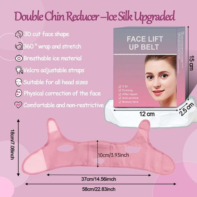 Face Lift Mask, Reusable Face Lift Tape, 2024 New V-Wire Face Lift Mask, Double Chin Lift Bandage, V-Mask Face Lift Straps, Pink Ice Silk Breathable Face Belts for Men and Women, Pink