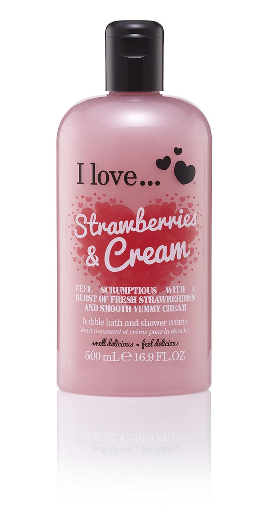 Strawberries and Cream Bath Cream - Hydrating Body Wash & Bubble Bath with Natural Fruit Extracts | 16.9 oz