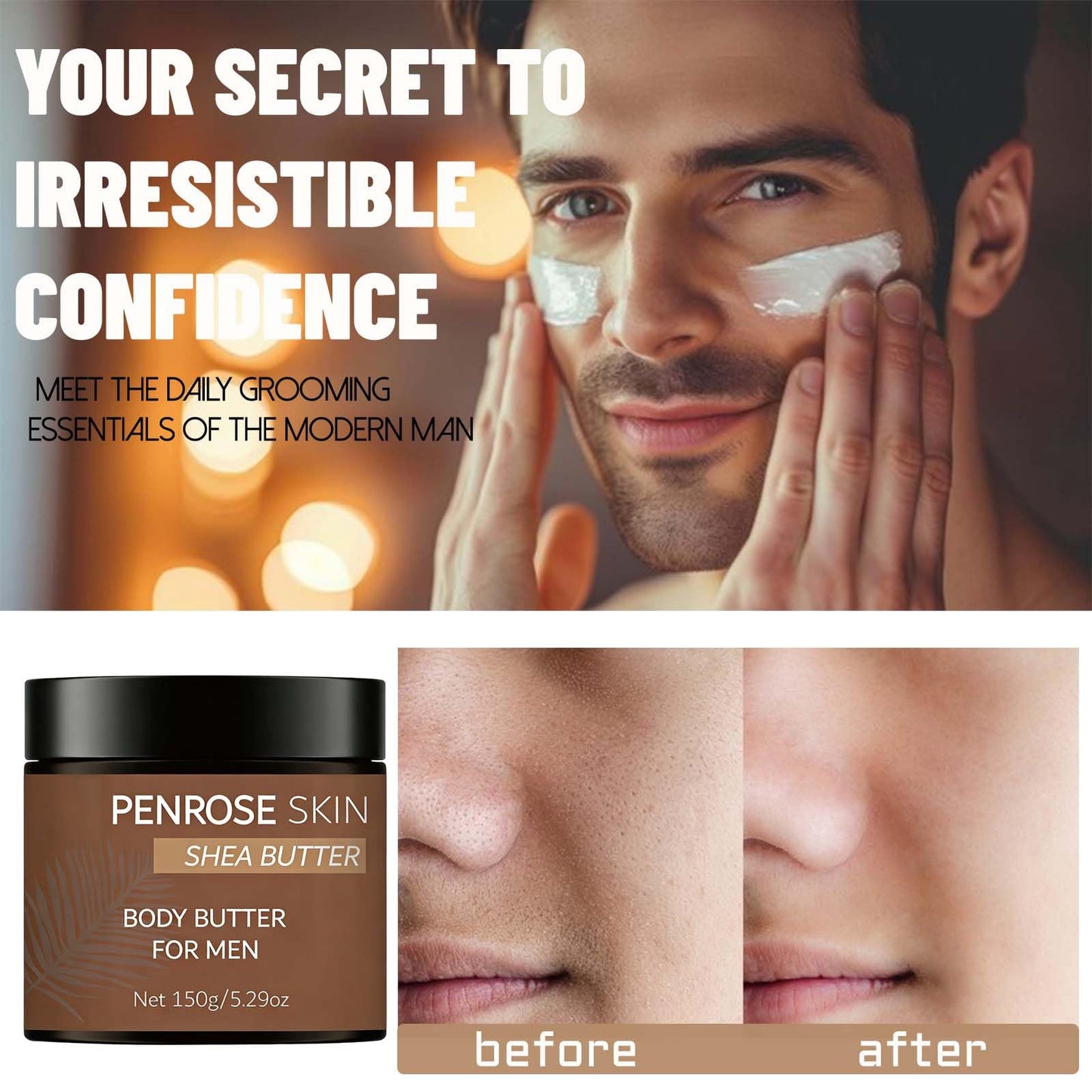 Body Butter, Penrose Skin Body Butter for Men, Scents Body Cream with Shea Butter, Cocoa Butter & Coconut Oil, Hydration That Hits & Long-Lasting Scent & Non-greasy (2 PCS)