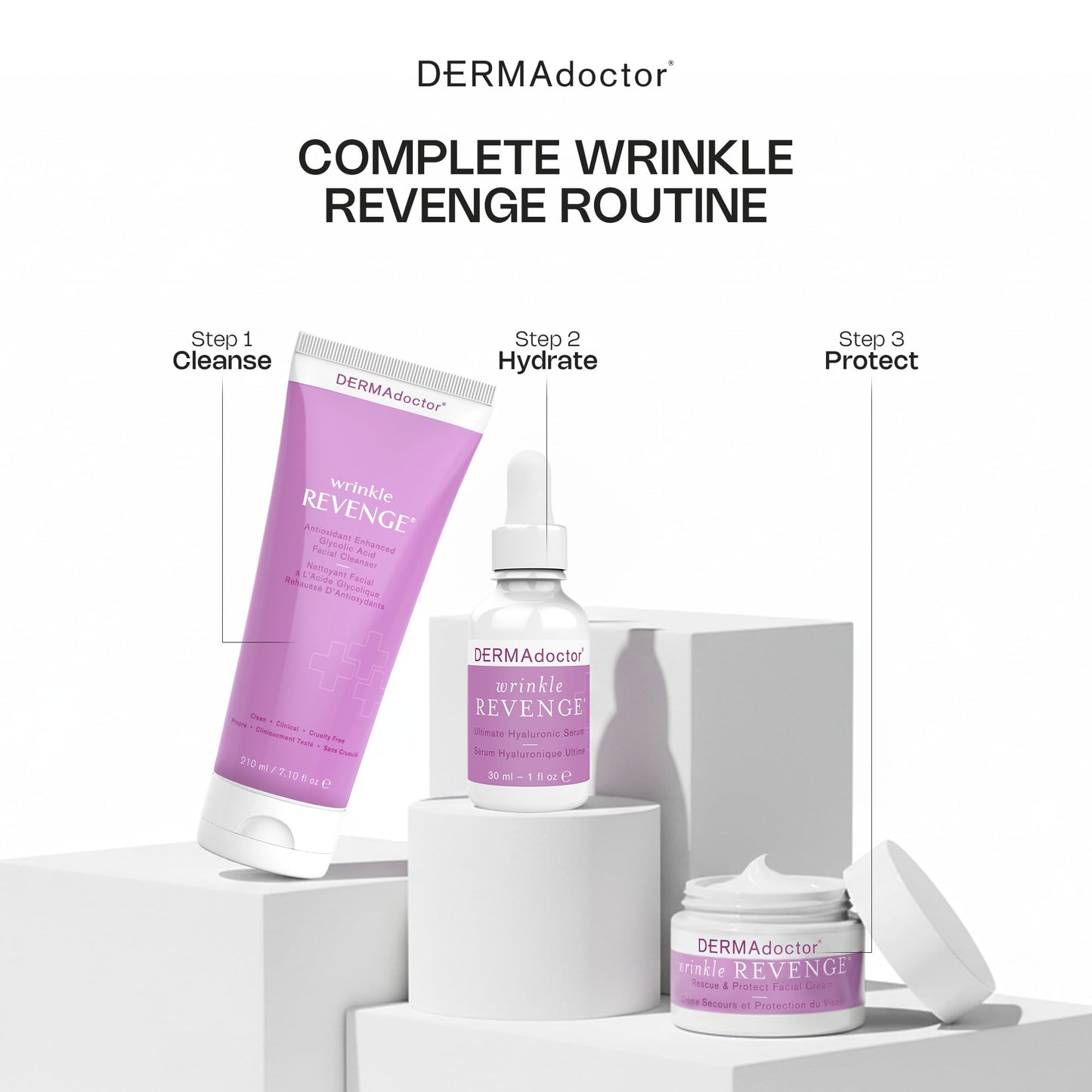 DERMAdoctor Serum For Face Anti Aging, Wrinkle Revenge Hyaluronic Acid Serum for Face, Dermatologist Formulated Hydrating Serum, Wrinkle Filler For Face & Hydrating Primer Fragrance Free - 1 fl oz