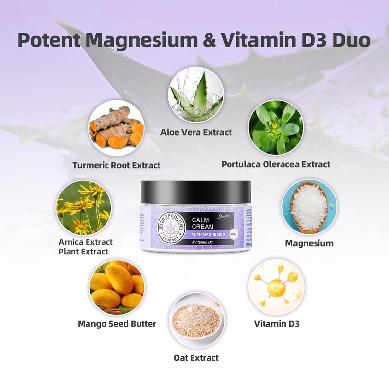 Magnesium Cream for Sleep - Moisturizing Nighttime Lotion with Vitamin E | Hydrating Dry Skin - 4 OZ Lavender