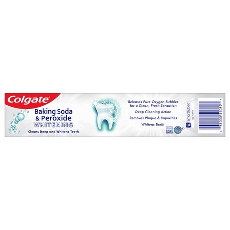 Colgate Baking Soda and Peroxide Toothpaste Gel, Whitening Baking Soda Toothpaste, Frosty Mint Flavor, Whitens Teeth, Fights Cavities and Removes Surface Stains for Whiter Teeth, 6 Pack, 6 Oz Tubes