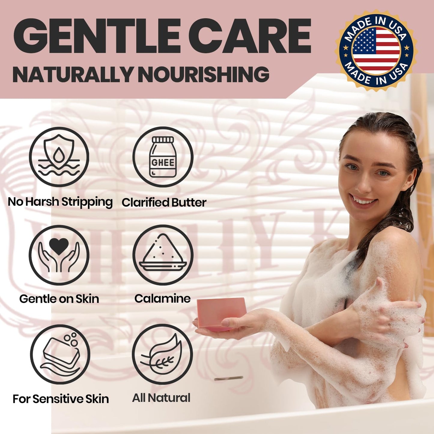 Wholly Kaw Organic Ghee, Tallow and Calamine Soap Bar with Natural Ingredients. Clean Label. Unscented. Fragrance free Face & Body - for Men, Women & Teens. Gentle Body Soap for sensitive skin 4.0 oz